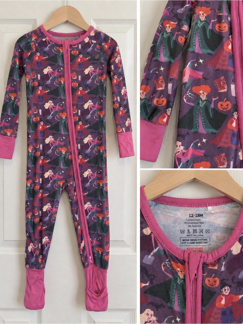 Kids Purple Halloween Character One-Piece Pajama - Unbranded
